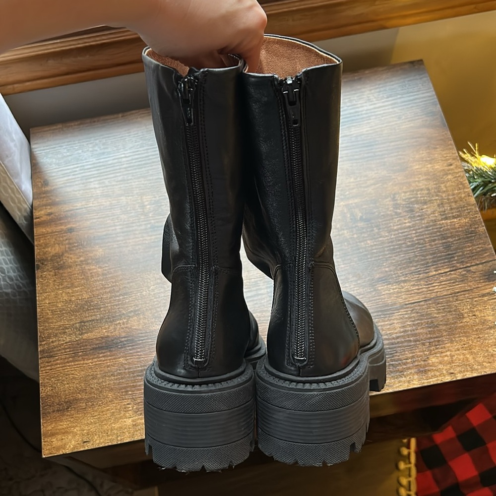 Free People Emma Leather Ruched Platform Boots - Picture 11 of 16